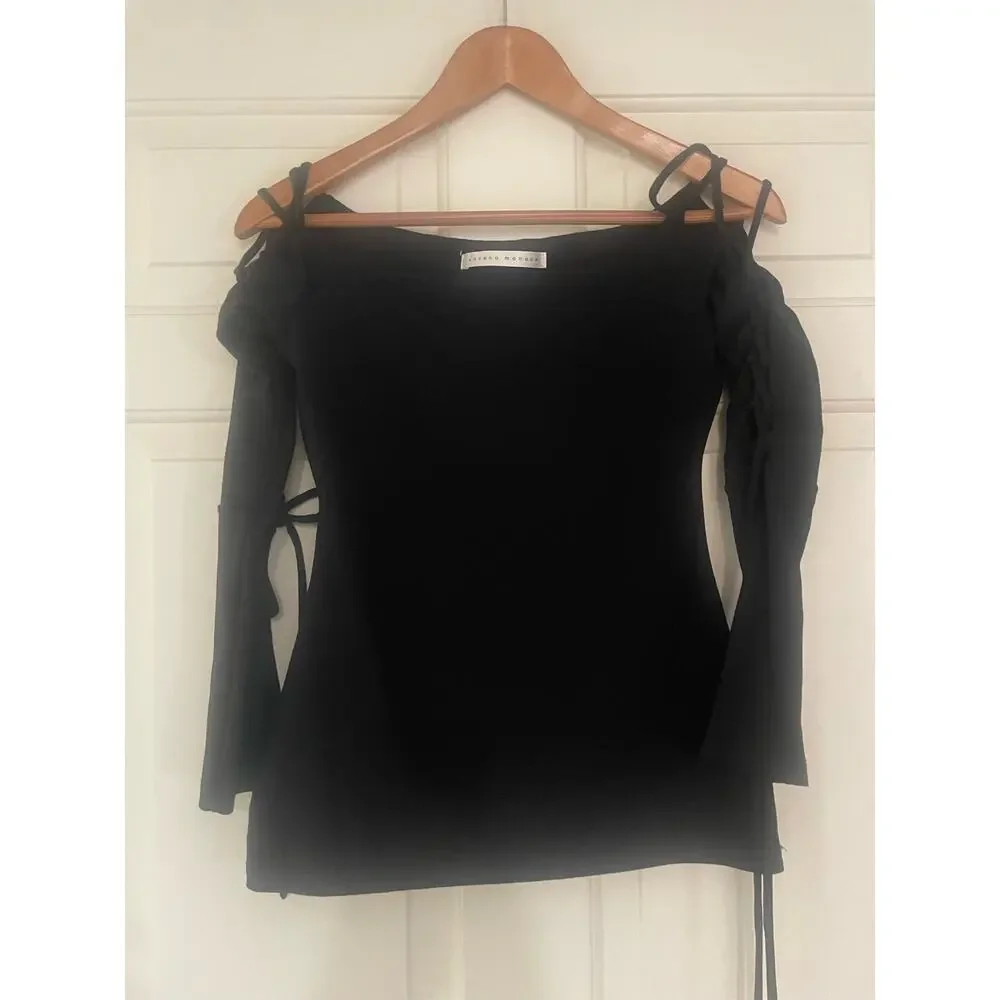 SUSANA MONACO (Revolve) Hailey Off Shoulder Top w Lace Up Sleeves - Picture 7 of 8